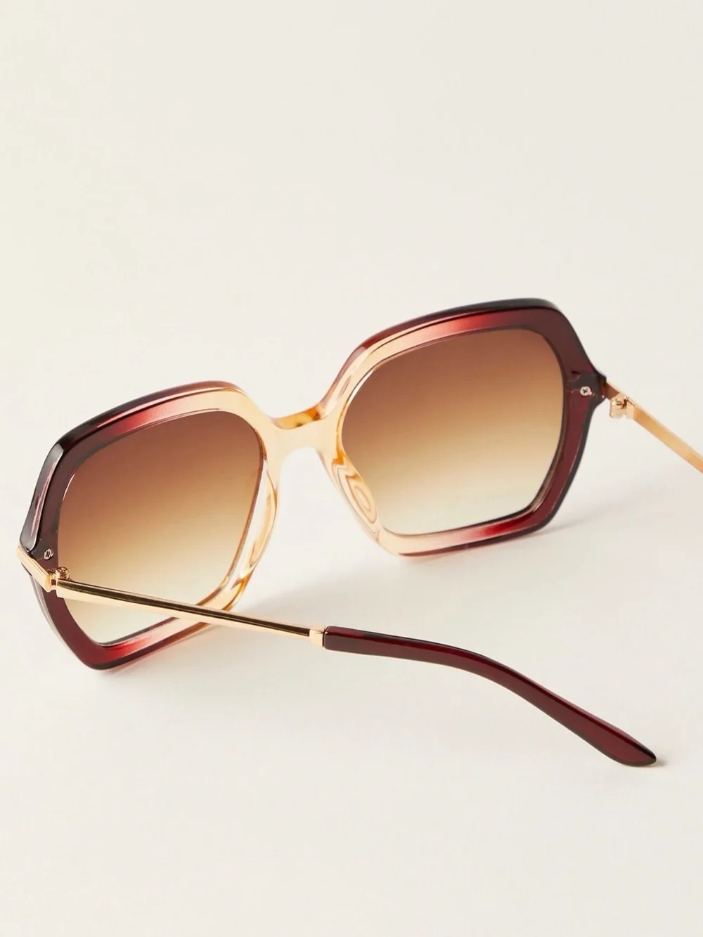 Free People Polly Oversize Square Sunglasses |Ombre Brown Gradient UV Protection